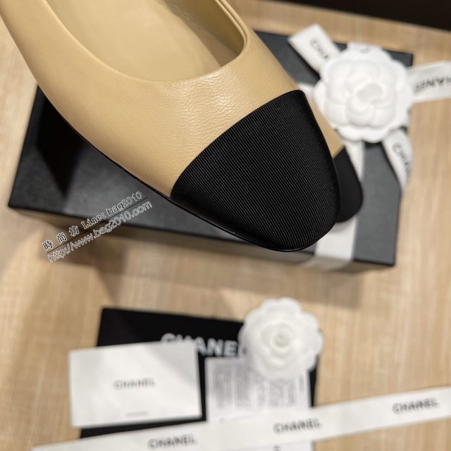 Chanel專櫃經典款女士拼色單鞋 香奈兒頂級版本平跟鞋高跟鞋 dx2597